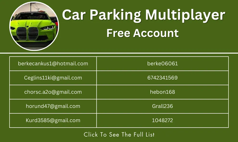 Free Car Parking Multiplayer Accounts