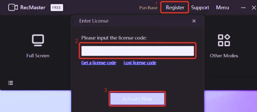 Enter The RecMaster License Key