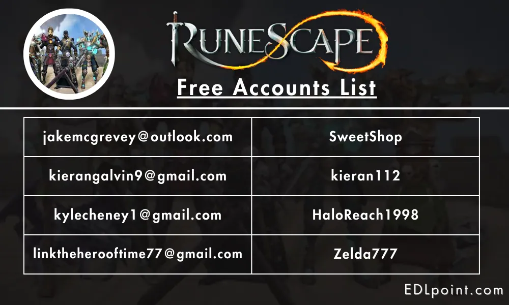 RuneScape Free Accounts List